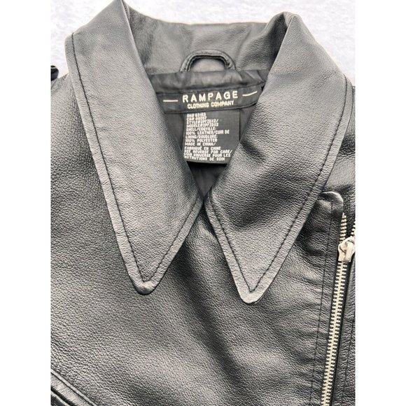 Rampage Leather Motorcycle Moto Jacket Black Womens Medium Zip Up - Picture 3 of 9